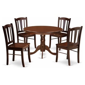 East West Furniture Hartland 5 Pieces Solid Wooden Dining Set in Mahogany