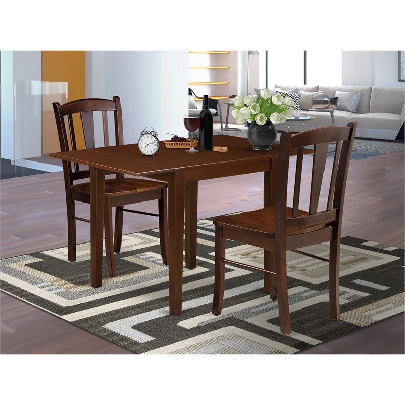 East West Furniture Norden 3-Piece Solid Wooden Dining Set in Mahogany