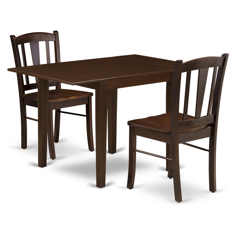 East West Furniture Norden 3-Piece Solid Wooden Dining Set in Mahogany