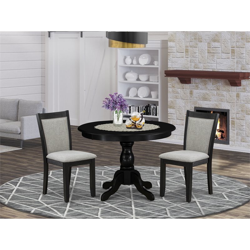 East West Furniture Hartland 3-Piece Wooden Dining Set in Black/Shitake