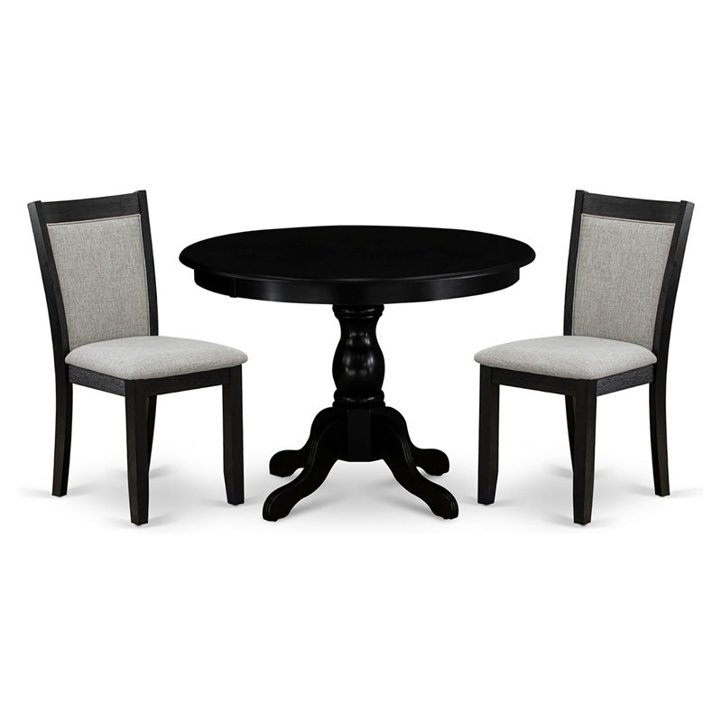 East West Furniture Hartland 3-Piece Wooden Dining Set in Black/Shitake