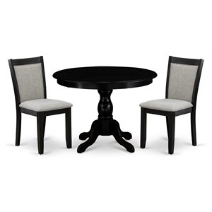 East West Furniture Hartland 3-Piece Wooden Dining Set in Black/Shitake