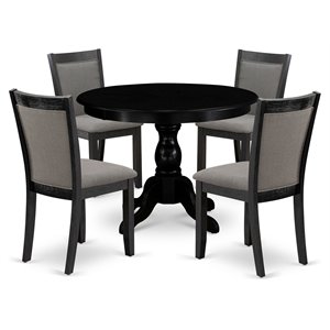 East West Furniture Hartland 5-Piece Wooden Dining Set in Black/Dark Gotham Gray