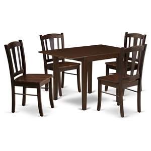 East West Furniture Norden 5-Piece Solid Wooden Dining Set in Mahogany