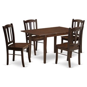 East West Furniture Norfolk 5-Piece Solid Wooden Dining Set in Mahogany