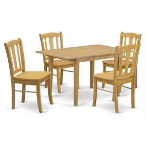 East West Furniture Norfolk 5-Piece Solid Wooden Dining Set in Oak