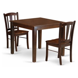 East West Furniture Oxford 3-Piece Solid Wooden Dining Set in Mahogany