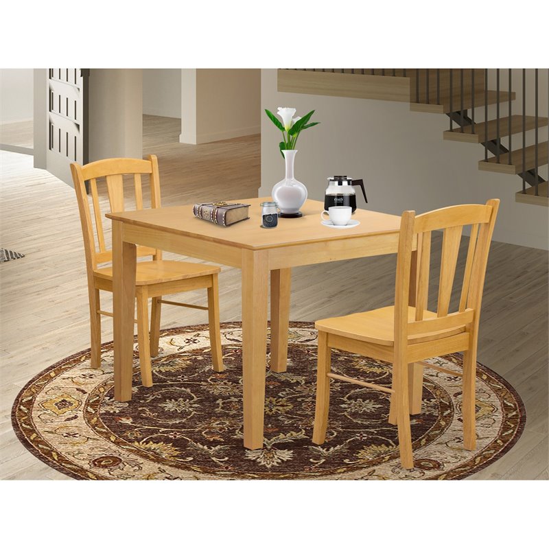 East West Furniture Oxford 3-Piece Solid Wooden Dining Set in Oak