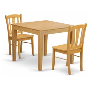 East West Furniture Oxford 3-Piece Solid Wooden Dining Set in Oak