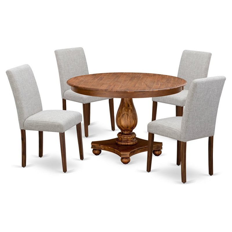 East West Furniture Ferris 5-Piece Wood Dining Set in Antique Walnut/Doeskin
