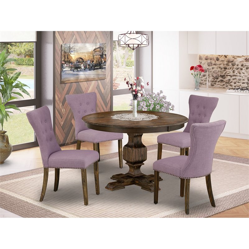 East West Furniture Ferris 5-Piece Wooden Dining Set in Dahlia Purple/Jacobean