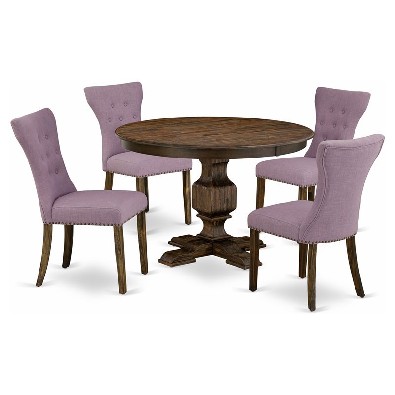East West Furniture Ferris 5-Piece Wooden Dining Set in Dahlia Purple/Jacobean