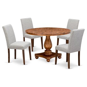 East West Furniture Irving 5-Piece Wooden Dining Set in Walnut/Doeskin Gray