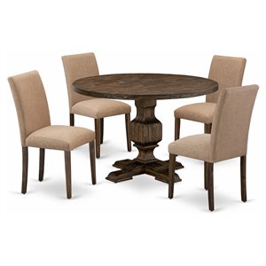 East West Furniture Irving 5 Pieces Wooden Dining Sets in Jacobean/Sable Brown