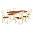 East West Furniture Plainville 7 Pieces Wooden Dining Set in White/Cherry