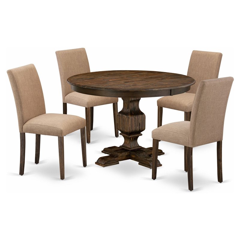 East West Furniture Ferris 5-Piece Wood Dining Set in Light Sable/Jacobean Brown