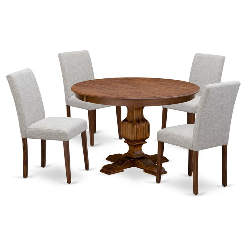 East West Furniture Ferris 5-Piece Wood Dining Set in Doeskin/Antique Walnut