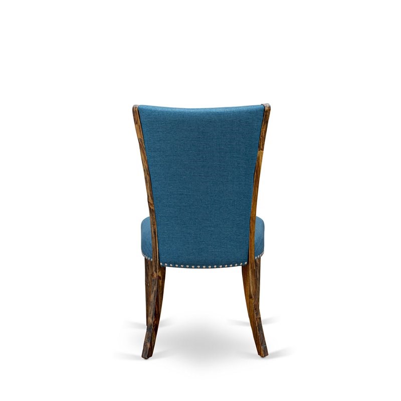East West Furniture Ferris 5-Piece Wood Dining Set in Distressed Jacobean/Blue