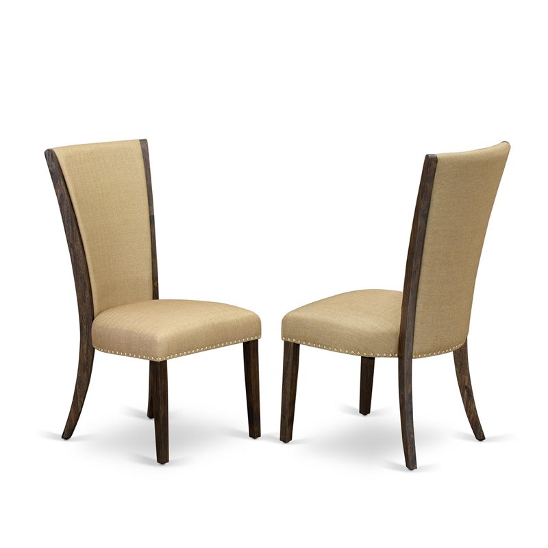 East West Furniture Ferris 7-Piece Wood Dining Set in Distressed Jacobean/Brown