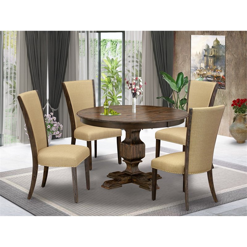 East West Furniture Ferris 5-Piece Wooden Dining Set in Jacobean/Brown
