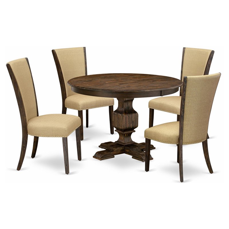 East West Furniture Ferris 5-Piece Wooden Dining Set in Jacobean/Brown