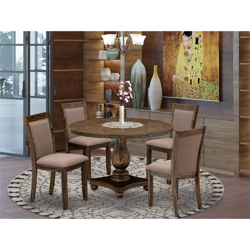 East West Furniture Irving 5-Piece Wood Dining Set in Distressed Jacobean/Coffee