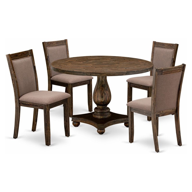 East West Furniture Irving 5-Piece Wood Dining Set in Distressed Jacobean/Coffee