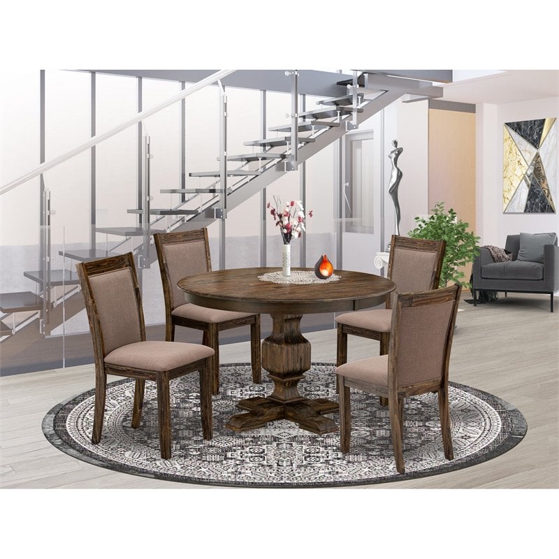 East West Furniture Ferris 5-Piece Wood Dining Set in Jacobean/Coffee