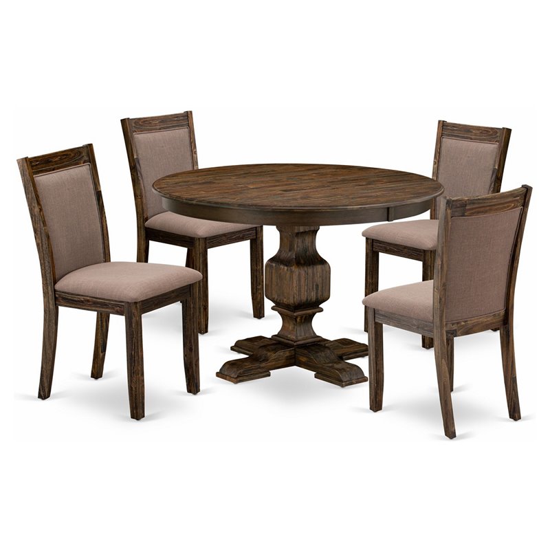 East West Furniture Ferris 5-Piece Wood Dining Set in Jacobean/Coffee