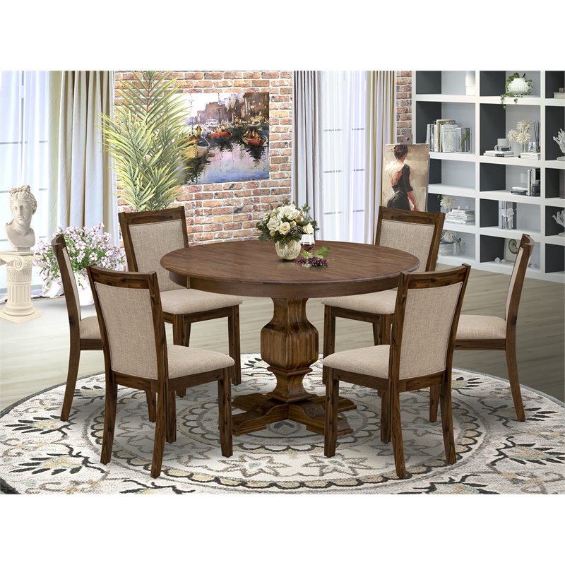 East West Furniture Ferris 5-Piece Wood Dining Set in Light Tan/Antique Walnut