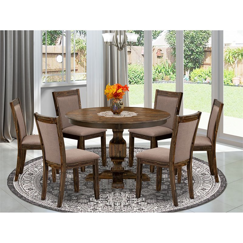 East West Furniture Ferris 7-Piece Wood Dining Set in Jacobean/Coffee