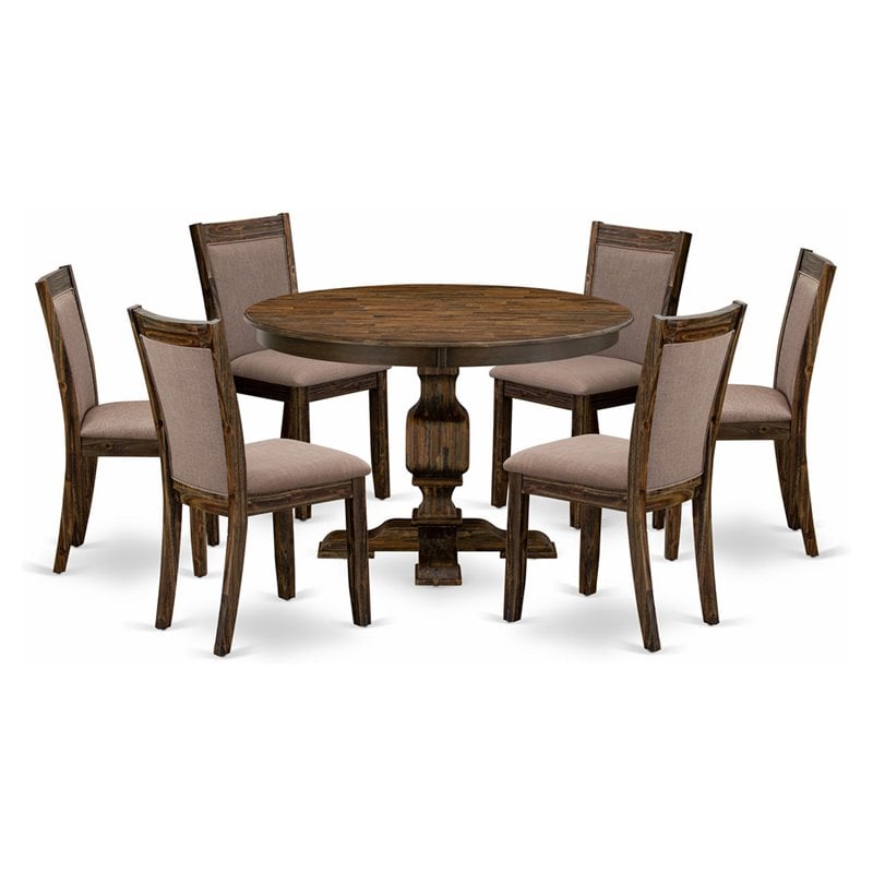 East West Furniture Ferris 7-Piece Wood Dining Set in Jacobean/Coffee