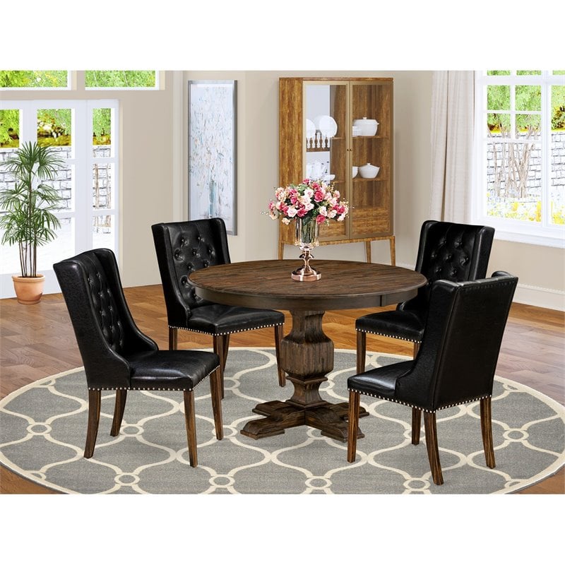 East West Furniture Ferris 5 Pieces Wood Dining Set in Distressed Jacobean/Black