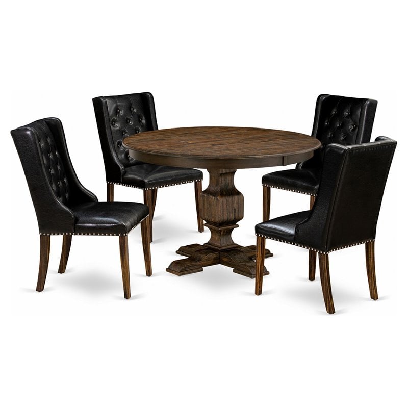 East West Furniture Ferris 5 Pieces Wood Dining Set in Distressed Jacobean/Black