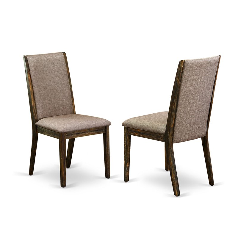 East West Furniture Ferris 7-Piece Wooden Dining Set in Dark Khaki Gray/Jacobean