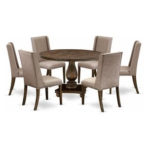 East West Furniture Irving 7-Piece Wooden Dining Set in Gray/Distressed Jacobean