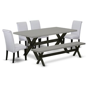 East West Furniture X-Style 6 Pieces Wood Dining Set in Black/Cement/Gray