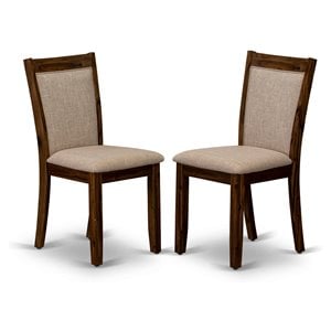 East West Furniture Monza 36.8&quot Wood Dining Chairs in Walnut/Tan (Set of 2)