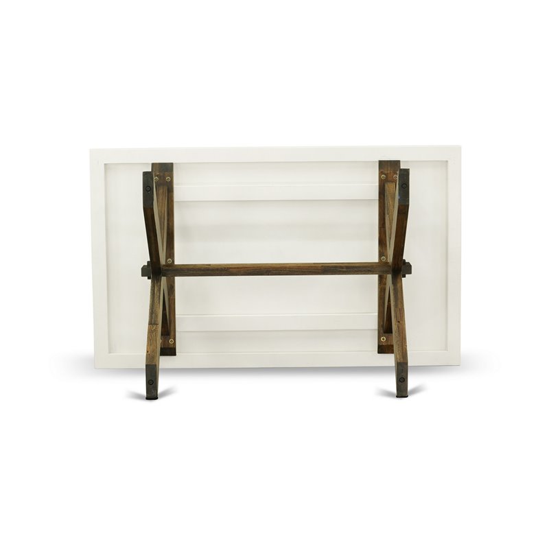 East West Furniture X-Style 7-Piece Wood Dining Set in Coffee/White