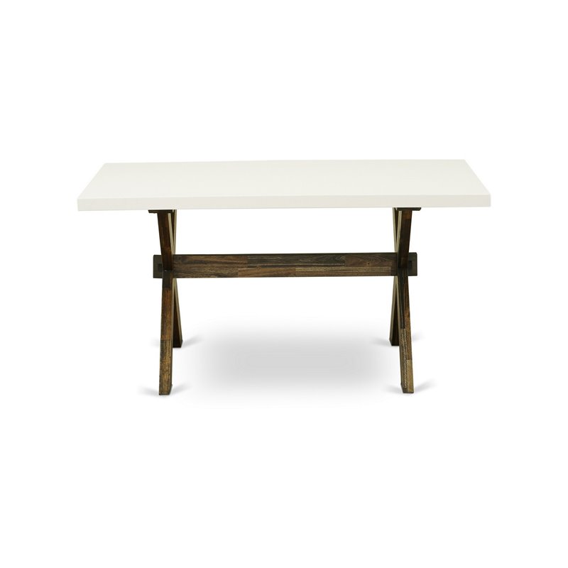 East West Furniture X-Style 7-Piece Wood Dining Set in Coffee/White