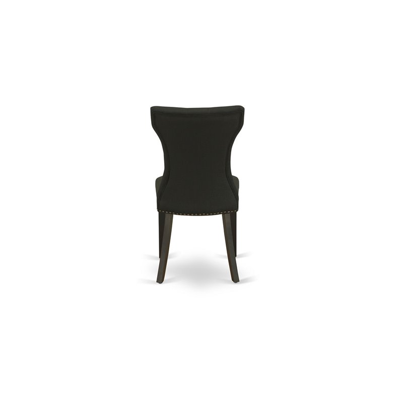 East West Furniture V-Style 6-Piece Rubber Wood Dining Set in Black/Cement