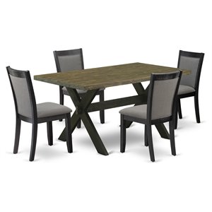 East West Furniture X-Style 5-Piece Wood Dining Set in Black/Jacobean/Dark Gray