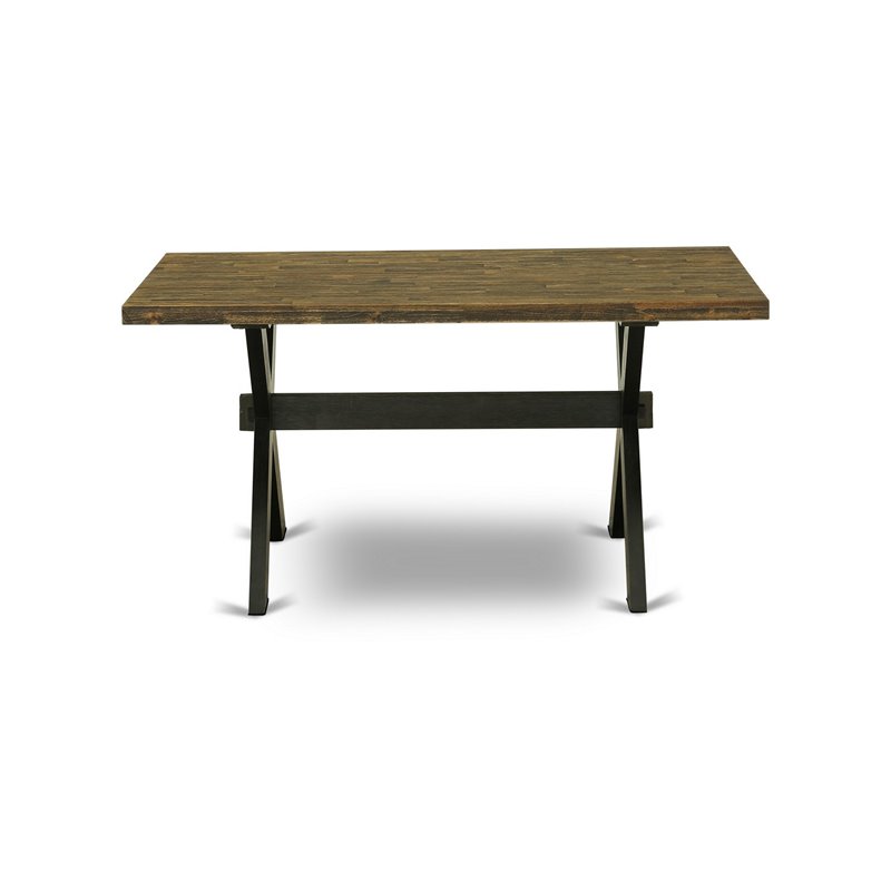 East West Furniture X-Style 7-Piece Wood Dining Set in Black/Jacobean/Dark Gray