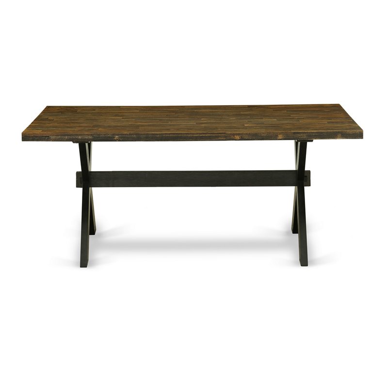 East West Furniture X-Style 6 Pieces Wood Dining Set in Black/Jacobean/Dark Gray