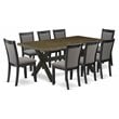 East West Furniture X-Style 9 Pieces Wood Dining Set in Black/Jacobean/Dark Gray