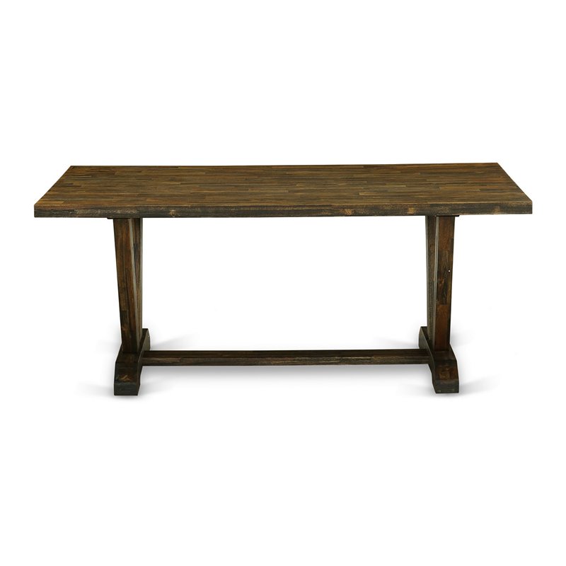 East West Furniture V-Style 7-Piece Wood Dining Set in Coffee/Jacobean