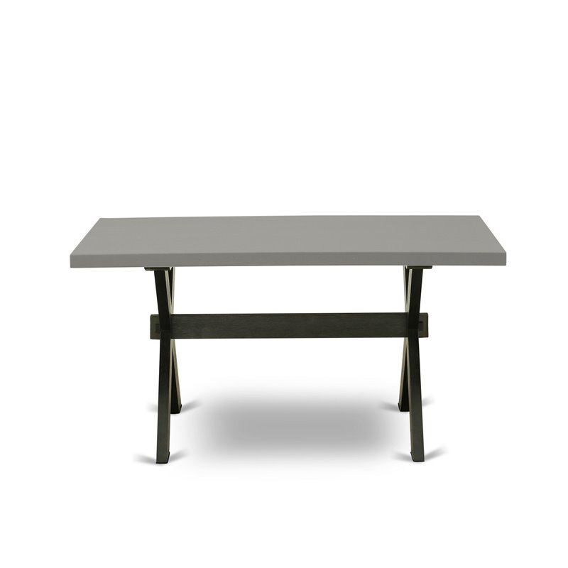 East West Furniture X-Style 7-Piece Wood Dining Set in Cement/Black/Dark Gray