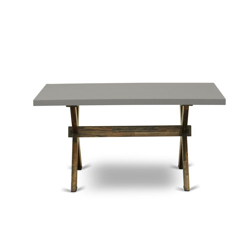 East West Furniture X-Style 6-Piece Wood Dining Set in Cement/Coffee