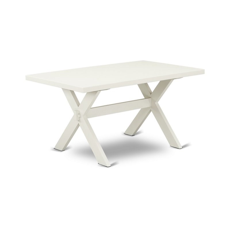 East West Furniture X-Style 7-Piece Asian Wood Dining Set in Cream/White