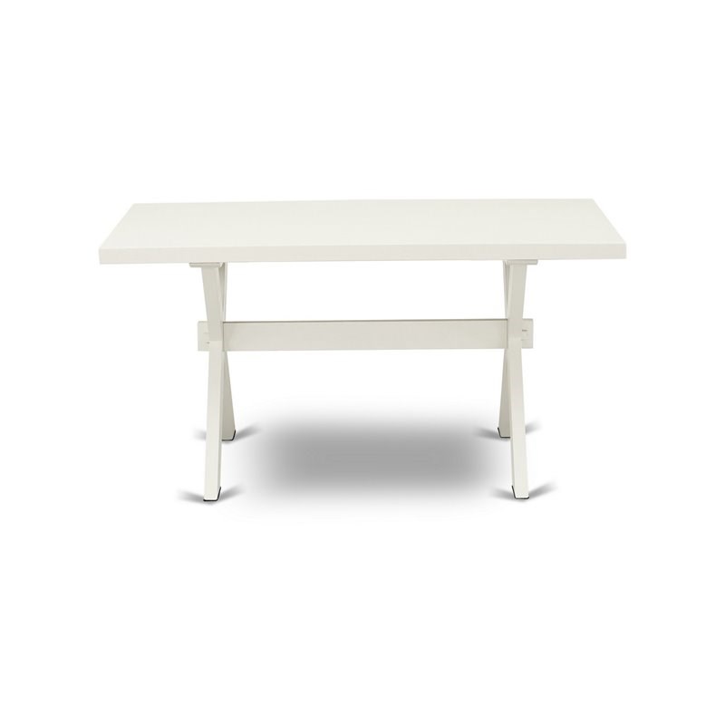 East West Furniture X-Style 7-Piece Asian Wood Dining Set in Cream/White